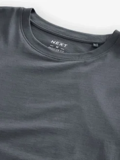 Grey Slate Regular Fit Essential Crew Neck Cotton T-Shirt