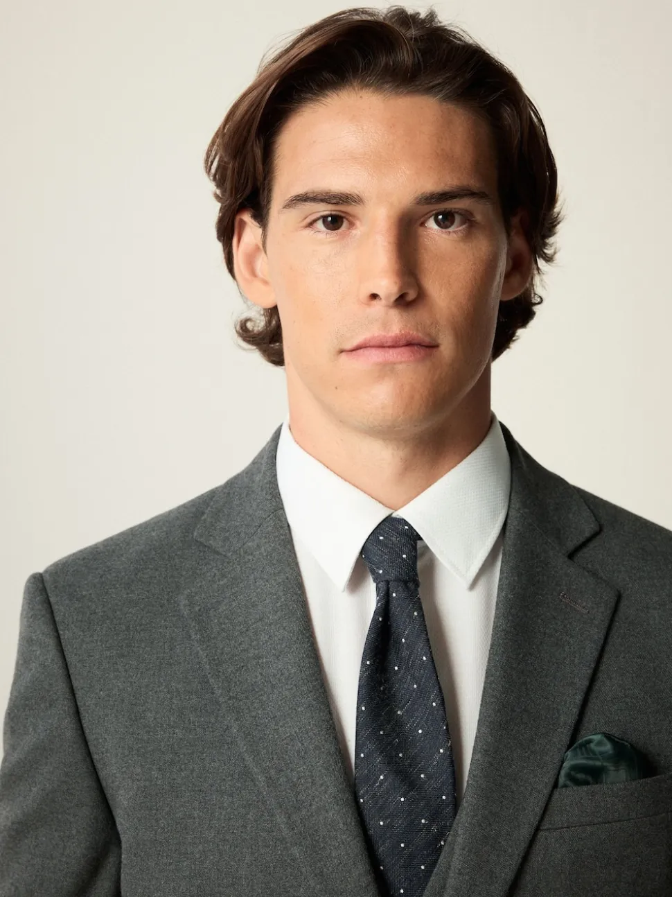 Grey Slim Fit Flannel Suit Jacket