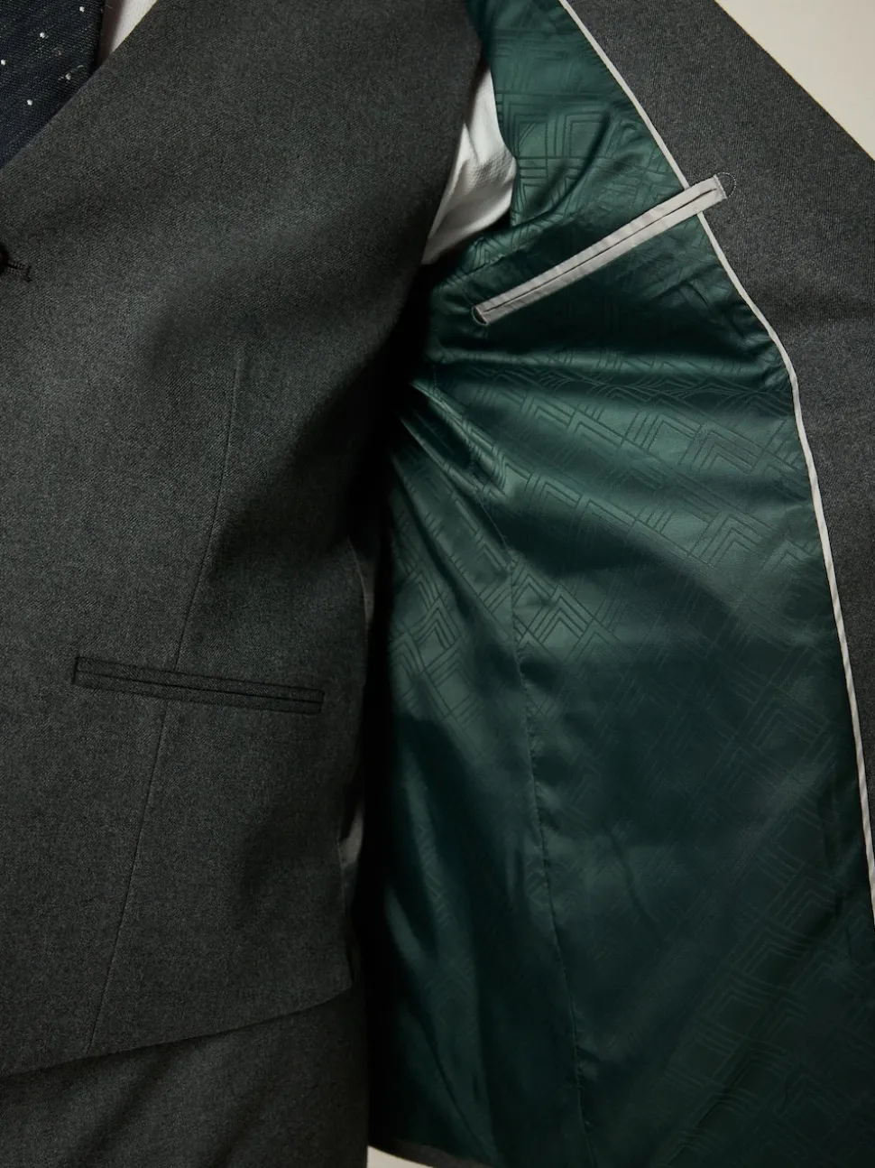 Grey Slim Fit Flannel Suit Jacket