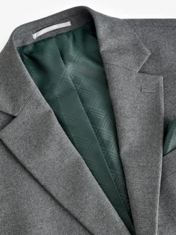Grey Slim Fit Flannel Suit Jacket