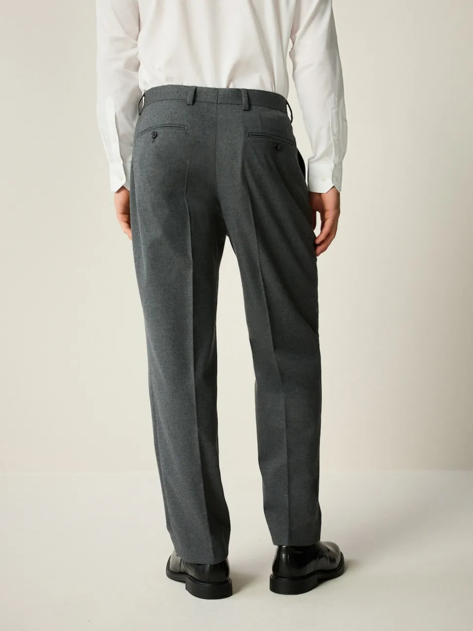 Grey Slim Fit Flannel Suit Trousers