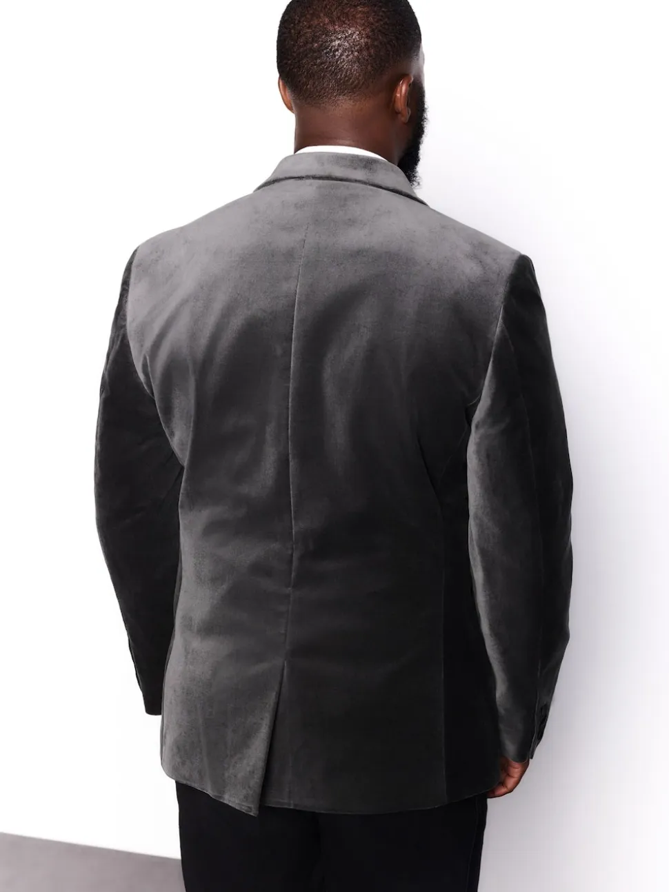 Grey Slim Fit Motionflex Stretch Velvet Blazer