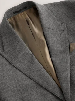 Grey Slim Fit Nova Fides Italian Linen Blend Fabric Suit Jacket