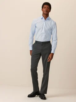 Grey Slim Fit Plain Front Smart Trousers