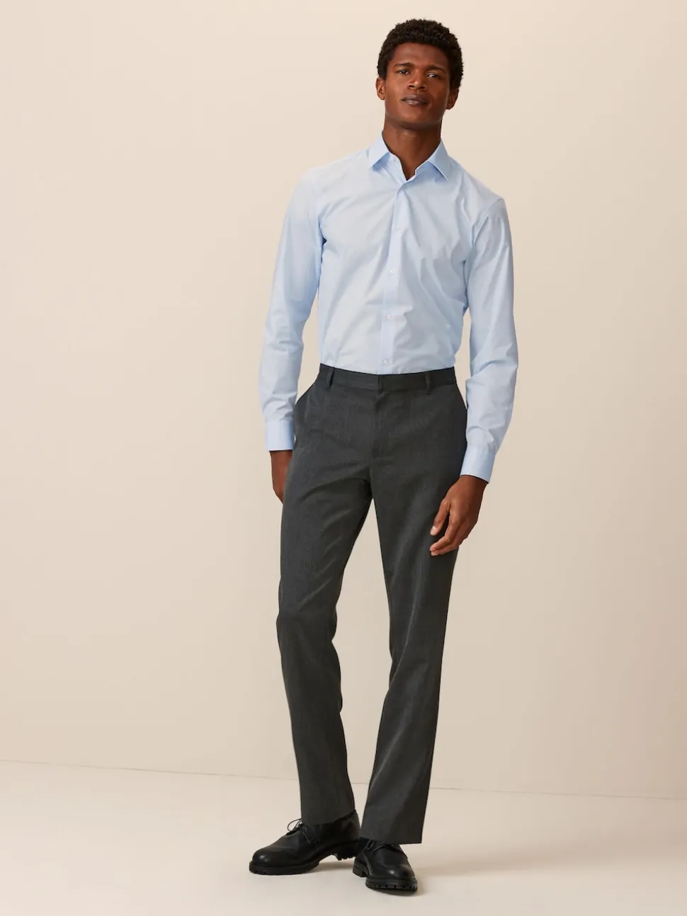 Grey Slim Fit Plain Front Smart Trousers