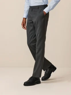 Grey Slim Fit Plain Front Smart Trousers 2 Pack