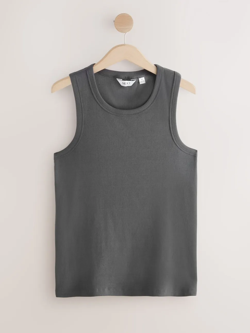 Grey Slim Fit Ribbed Vest