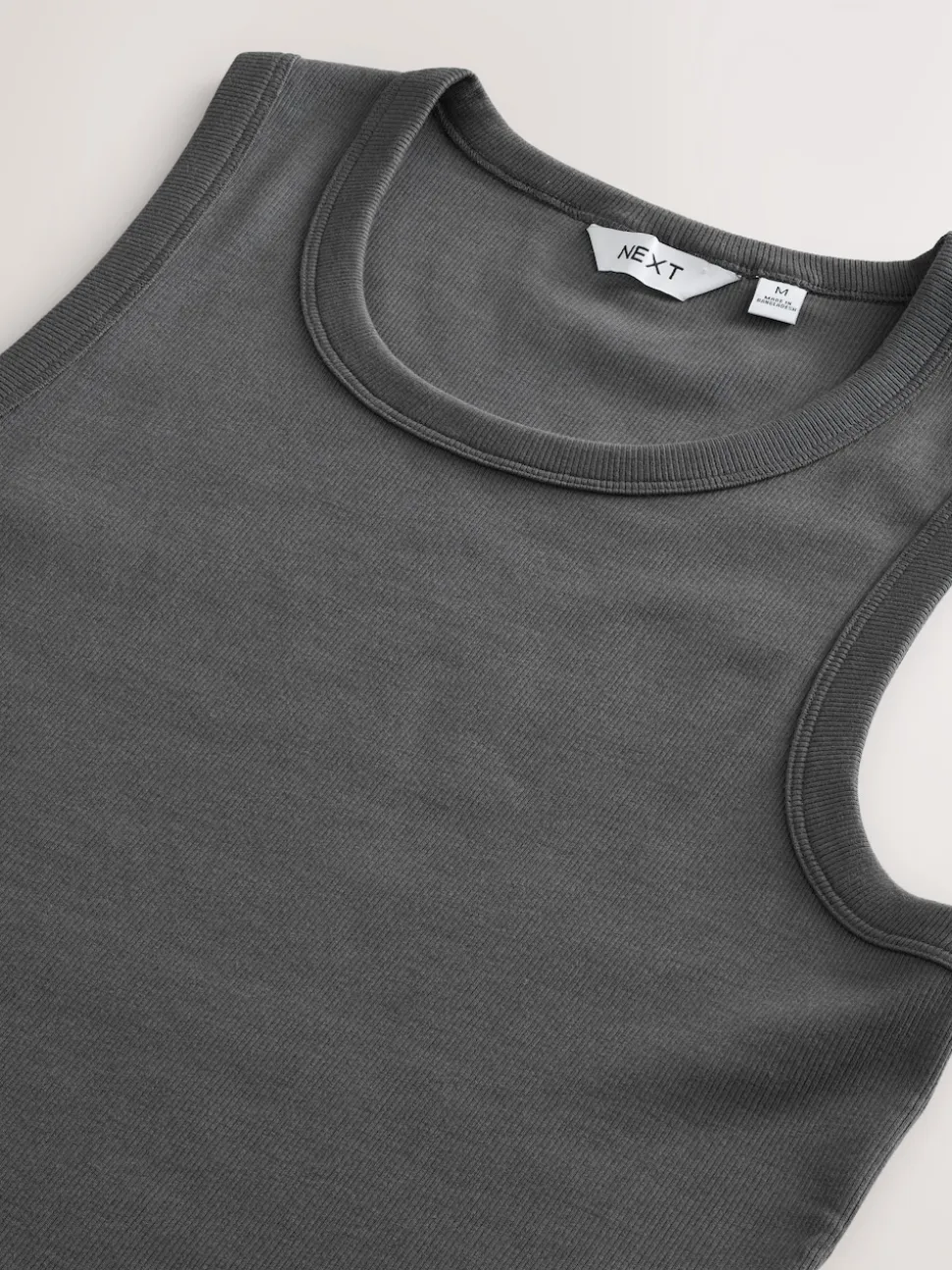 Grey Slim Fit Ribbed Vest