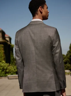 Grey Slim Fit Signature Cerutti 100% Italian Wool Suit Jacket