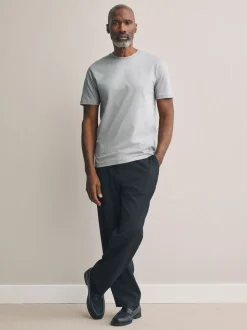 Grey Slim Fit Signature SUPIMA® Cotton Crew Neck T-Shirt