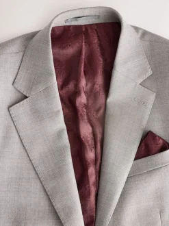Grey Slim Fit Signature Tollegno Italian Wool Textured Suit Jacket