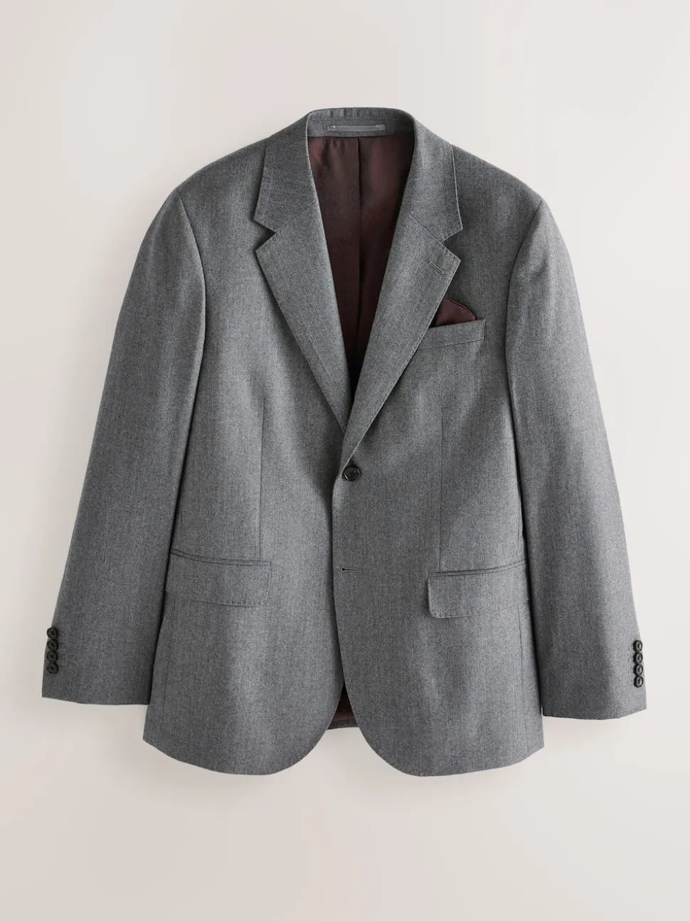 Grey Slim Fit Signature Zignone Italian Wool Cashmere Blend Flannel Suit Jacket