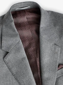 Grey Slim Fit Signature Zignone Italian Wool Cashmere Blend Flannel Suit Jacket