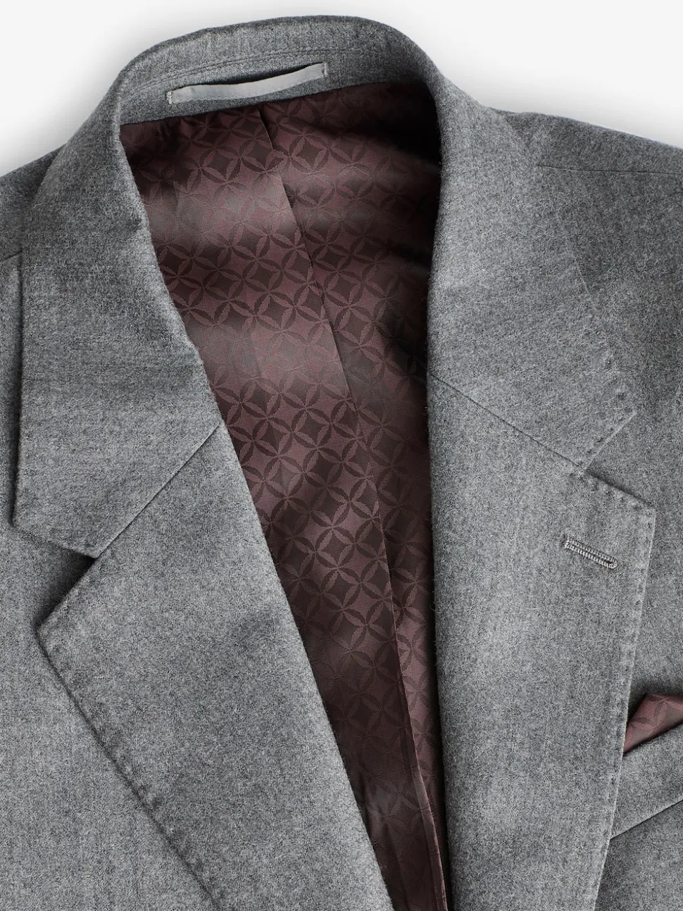 Grey Slim Fit Signature Zignone Italian Wool Cashmere Blend Flannel Suit Jacket