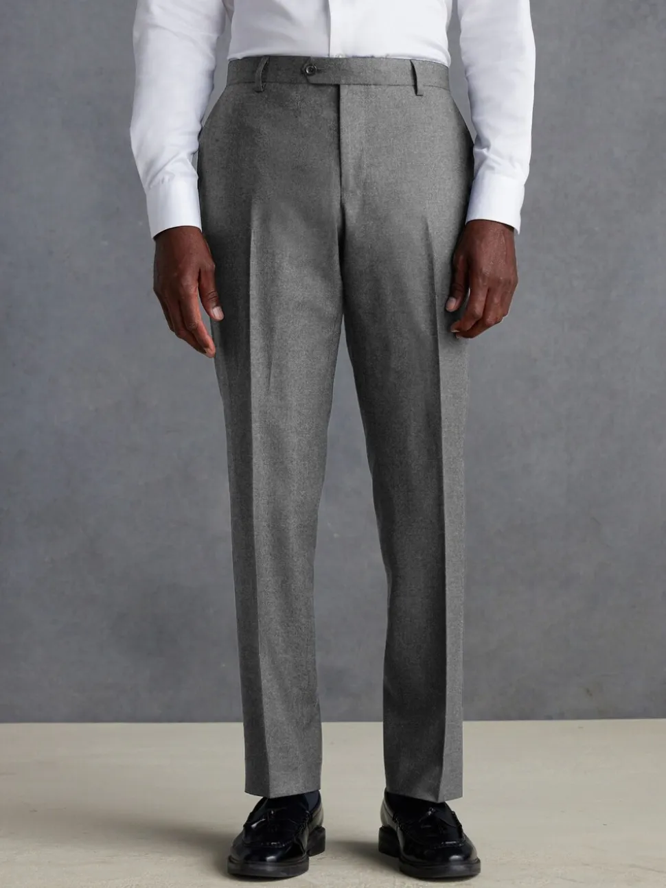 Grey Slim Fit Signature Zignone Italian Wool Cashmere Blend Flannel Suit Trousers