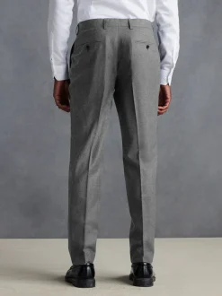 Grey Slim Fit Signature Zignone Italian Wool Cashmere Blend Flannel Suit Trousers