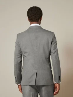 Grey Slim Fit Textured Suit Jacket