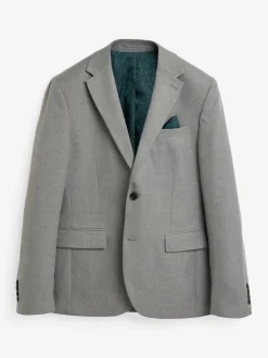Grey Slim Fit Textured Suit Jacket