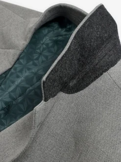 Grey Slim Fit Textured Suit Jacket
