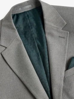 Grey Slim Fit Textured Suit Jacket