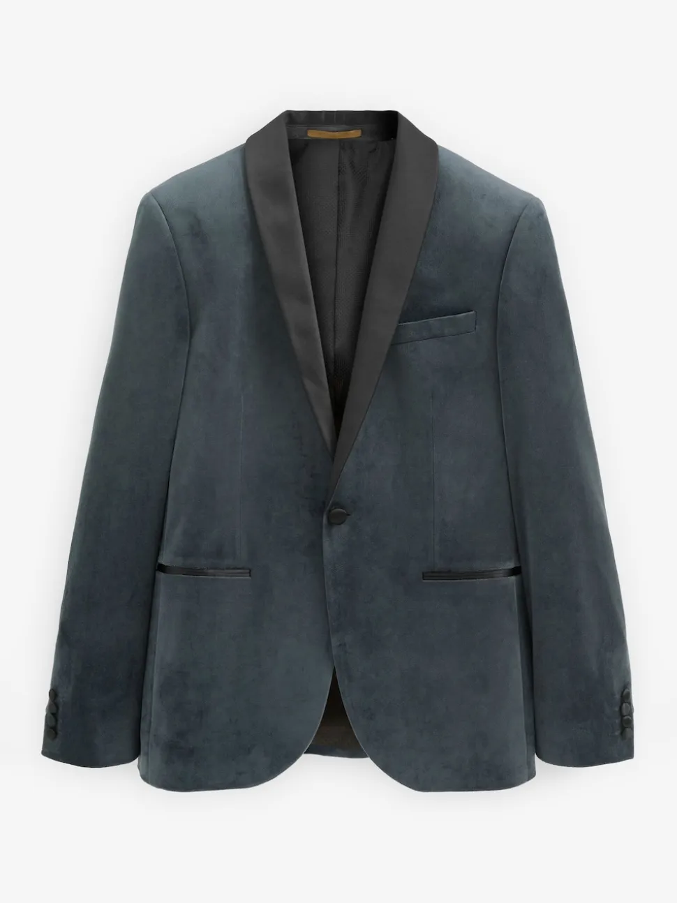 Grey Slim Fit Velvet Blazer