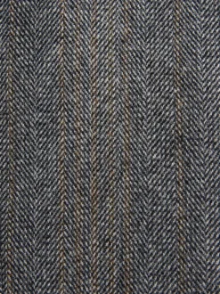 Grey Slim Fit Wool Blend Herringbone Stripe Suit Waistcoat