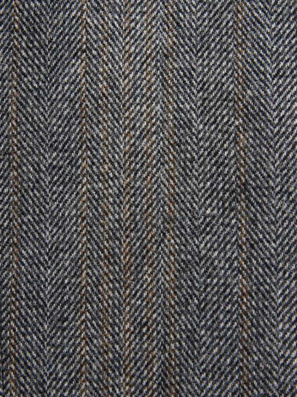 Grey Slim Fit Wool Blend Herringbone Stripe Suit Waistcoat