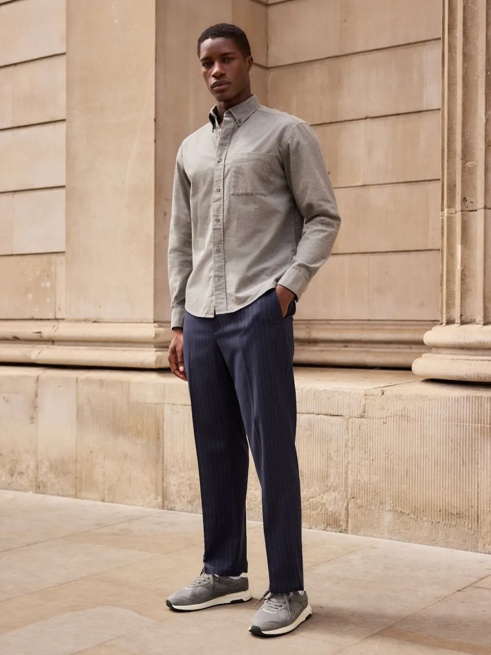 Grey Soft Touch Oxford Long Sleeve Shirt