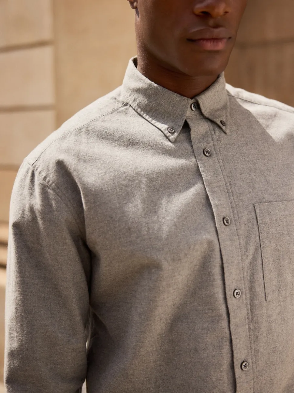 Grey Soft Touch Oxford Long Sleeve Shirt