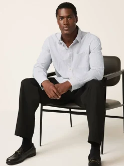 Grey Stripe Cotton Long Sleeve Shirt