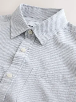 Grey Stripe Cotton Long Sleeve Shirt