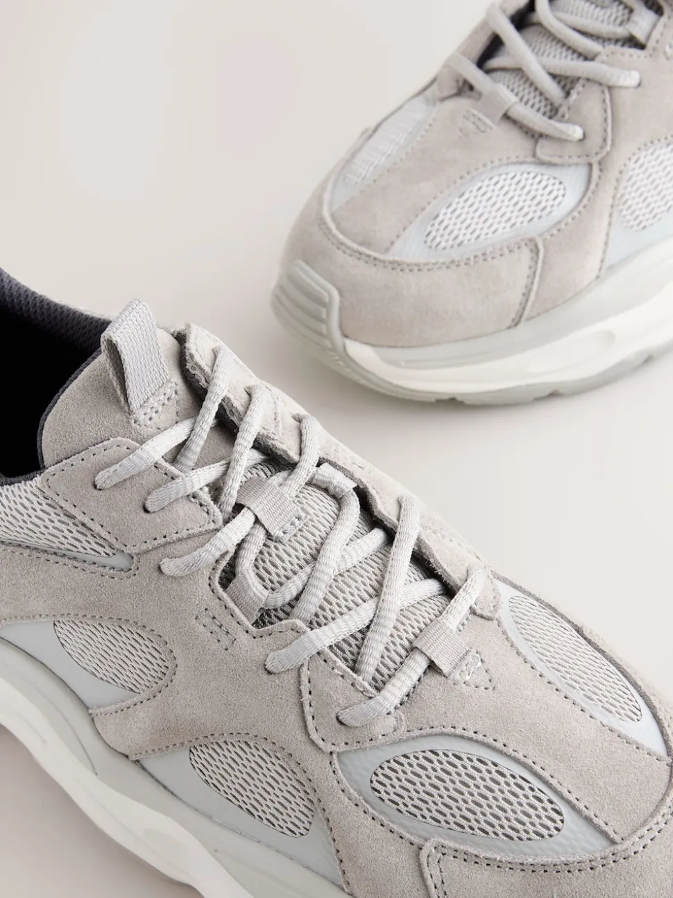 Grey Suede Trim Runners
