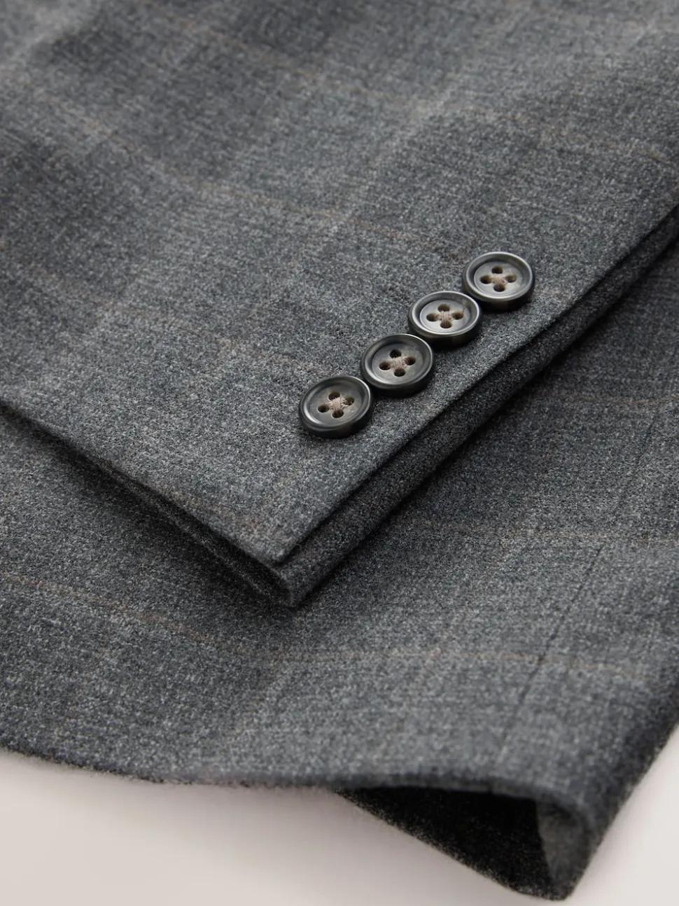 Grey Tailored Fit Check Flannel Suit Jacket