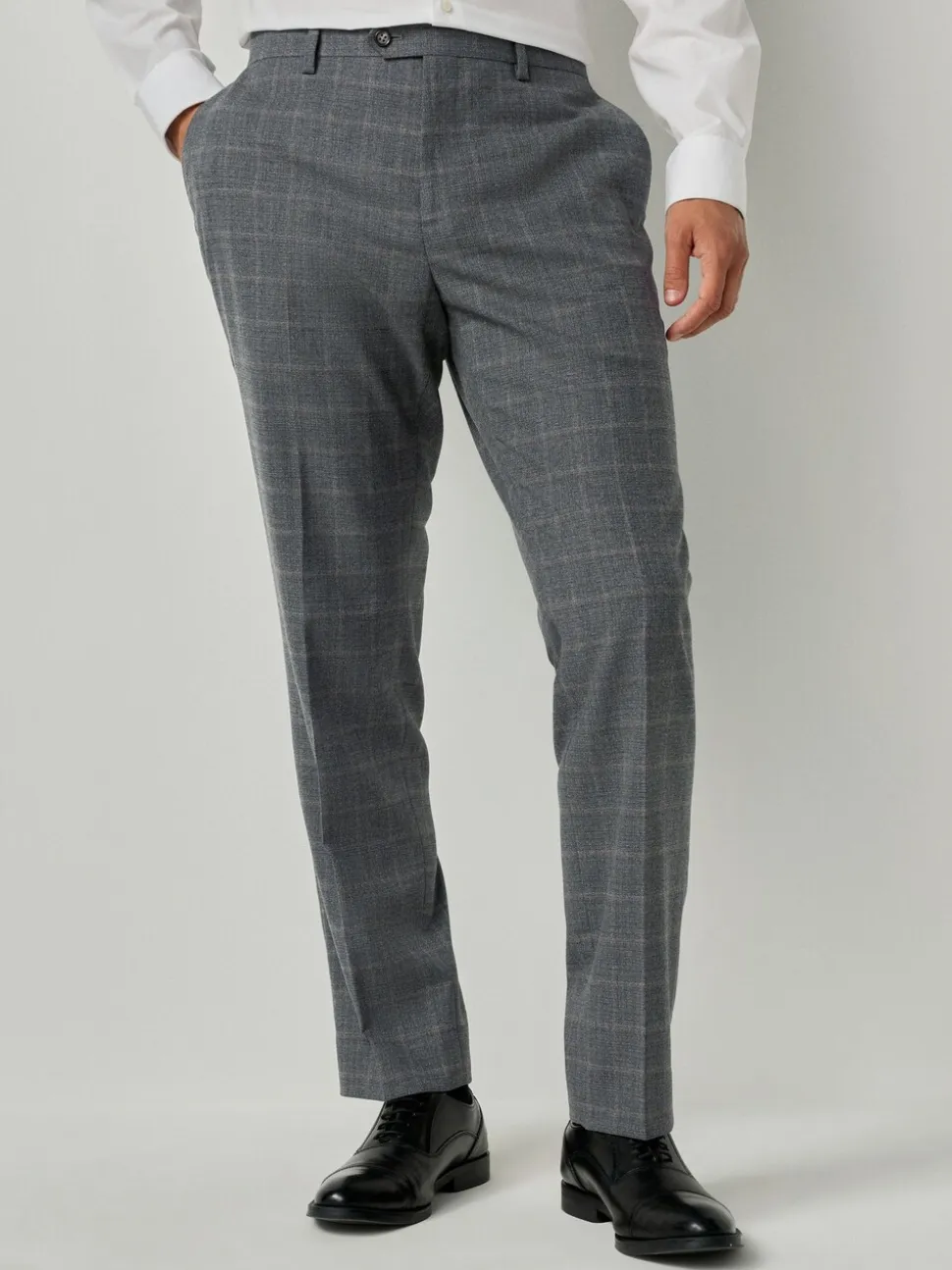 Grey Tailored Fit Check Flannel Suit Trousers