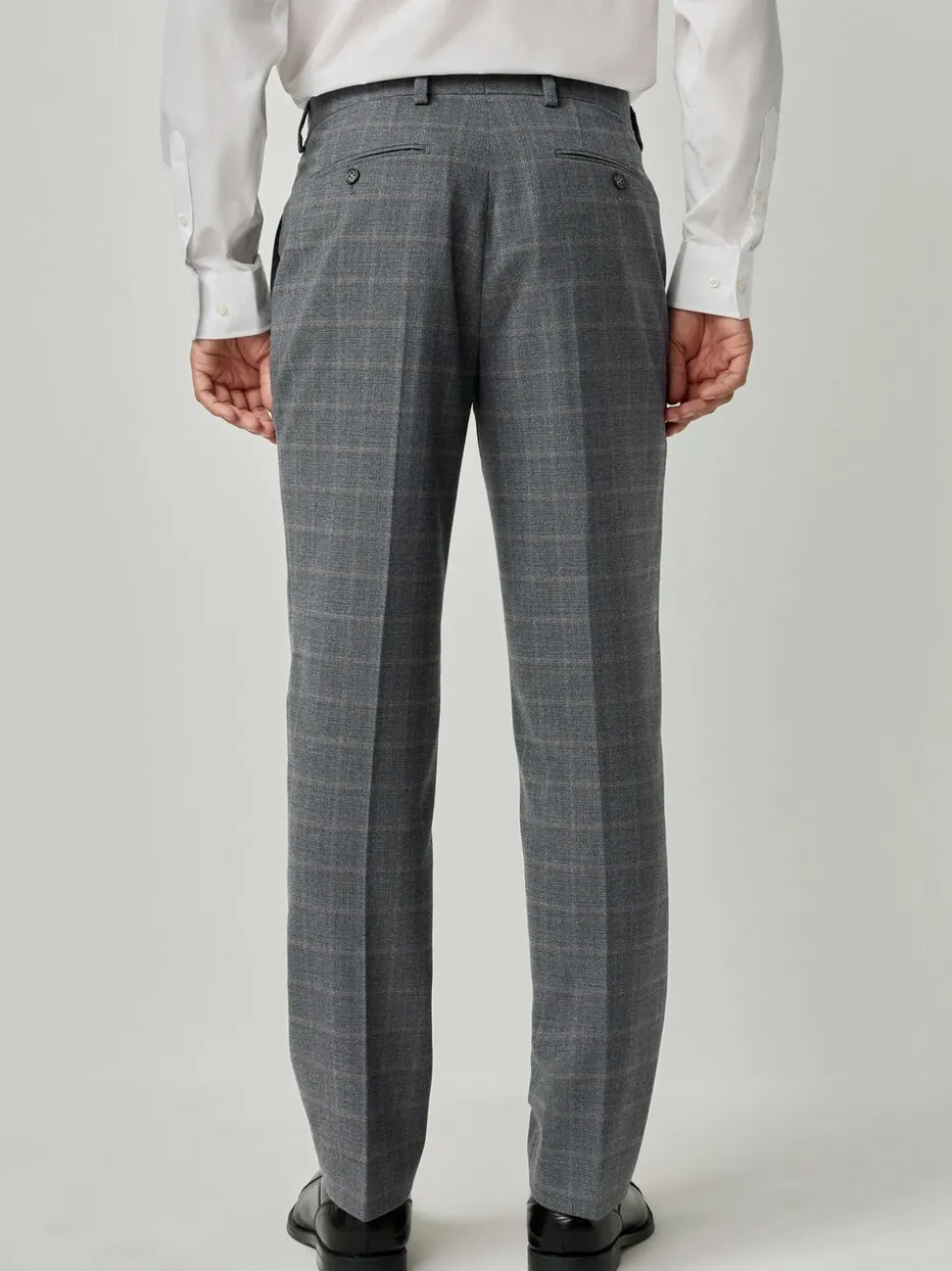 Grey Tailored Fit Check Flannel Suit Trousers