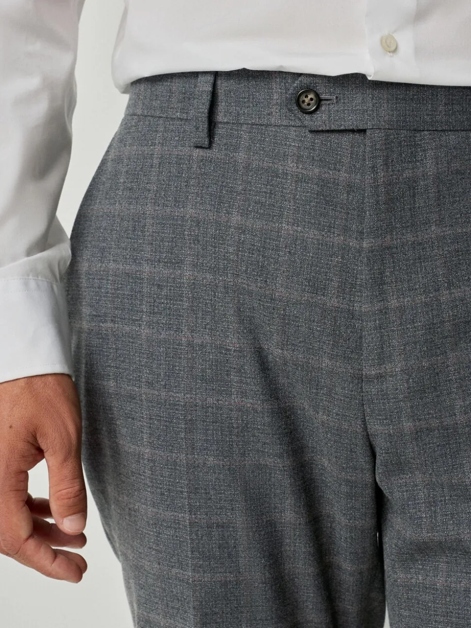 Grey Tailored Fit Check Flannel Suit Trousers