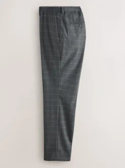 Grey Tailored Fit Check Flannel Suit Trousers