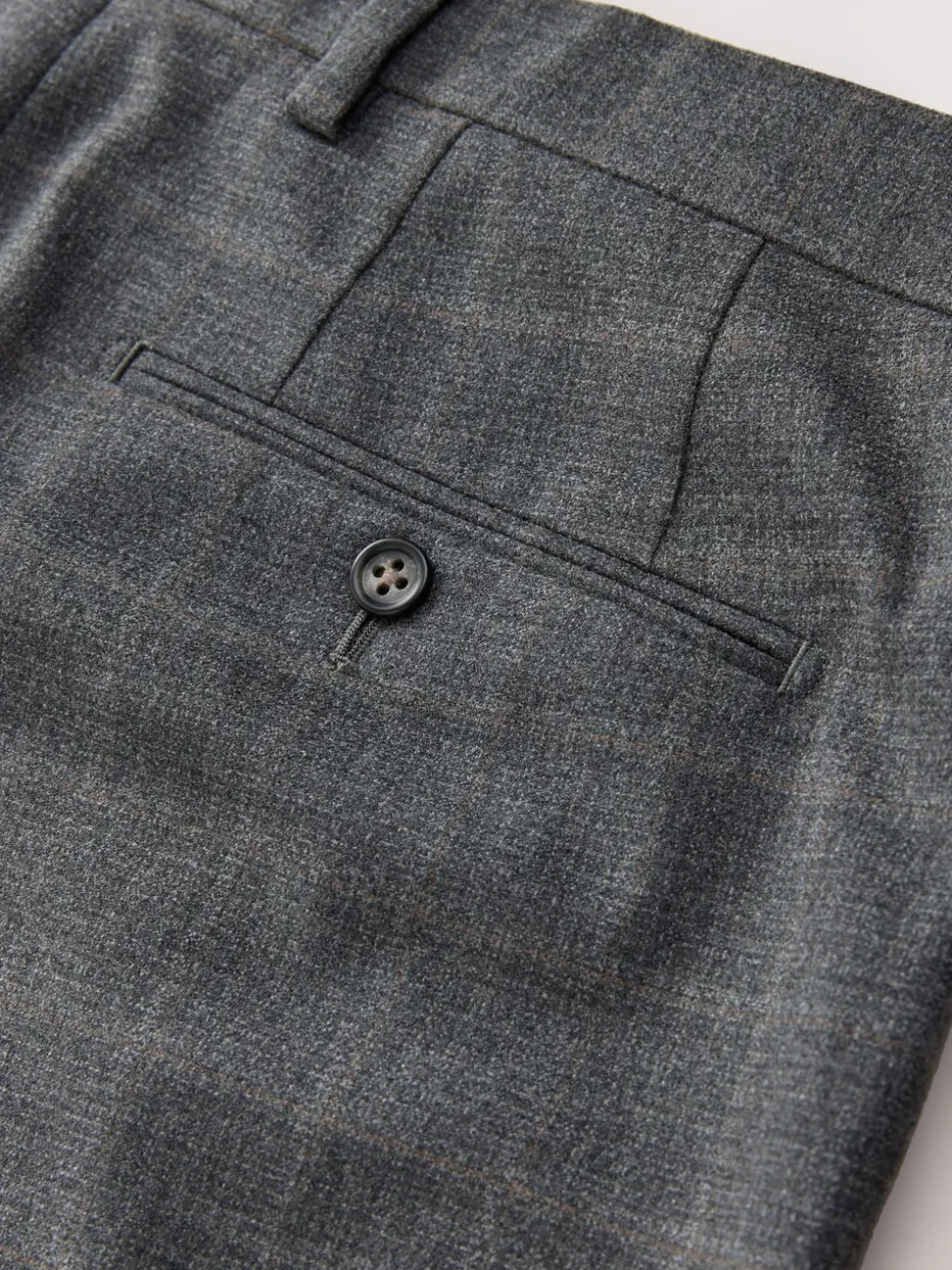 Grey Tailored Fit Check Flannel Suit Trousers