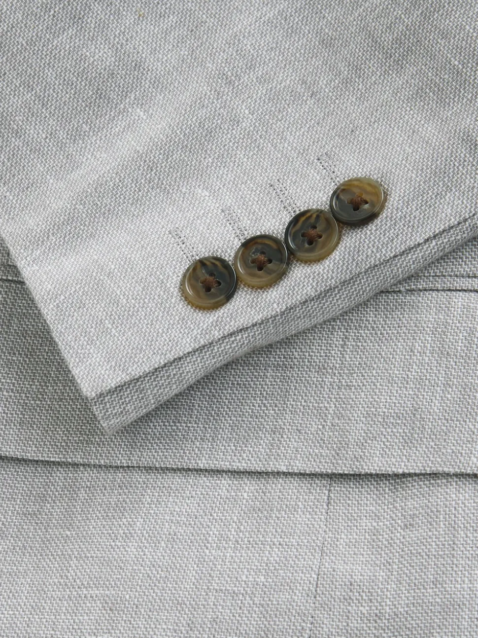 Grey Tailored Fit Linen Blend Texture Suit Jacket