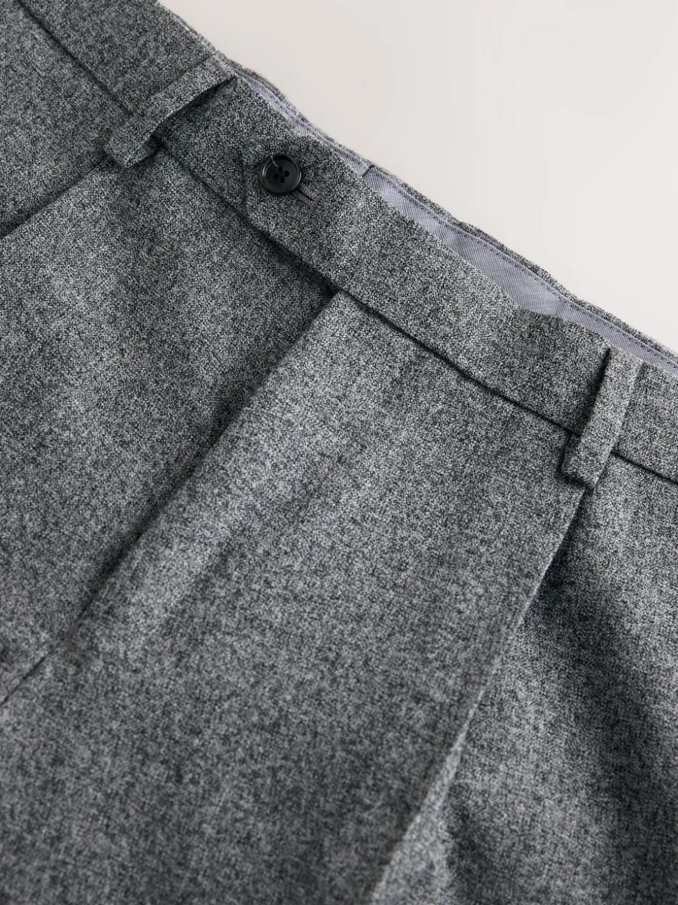 Grey Tailored Fit Merino Wool Blend Suit Trousers