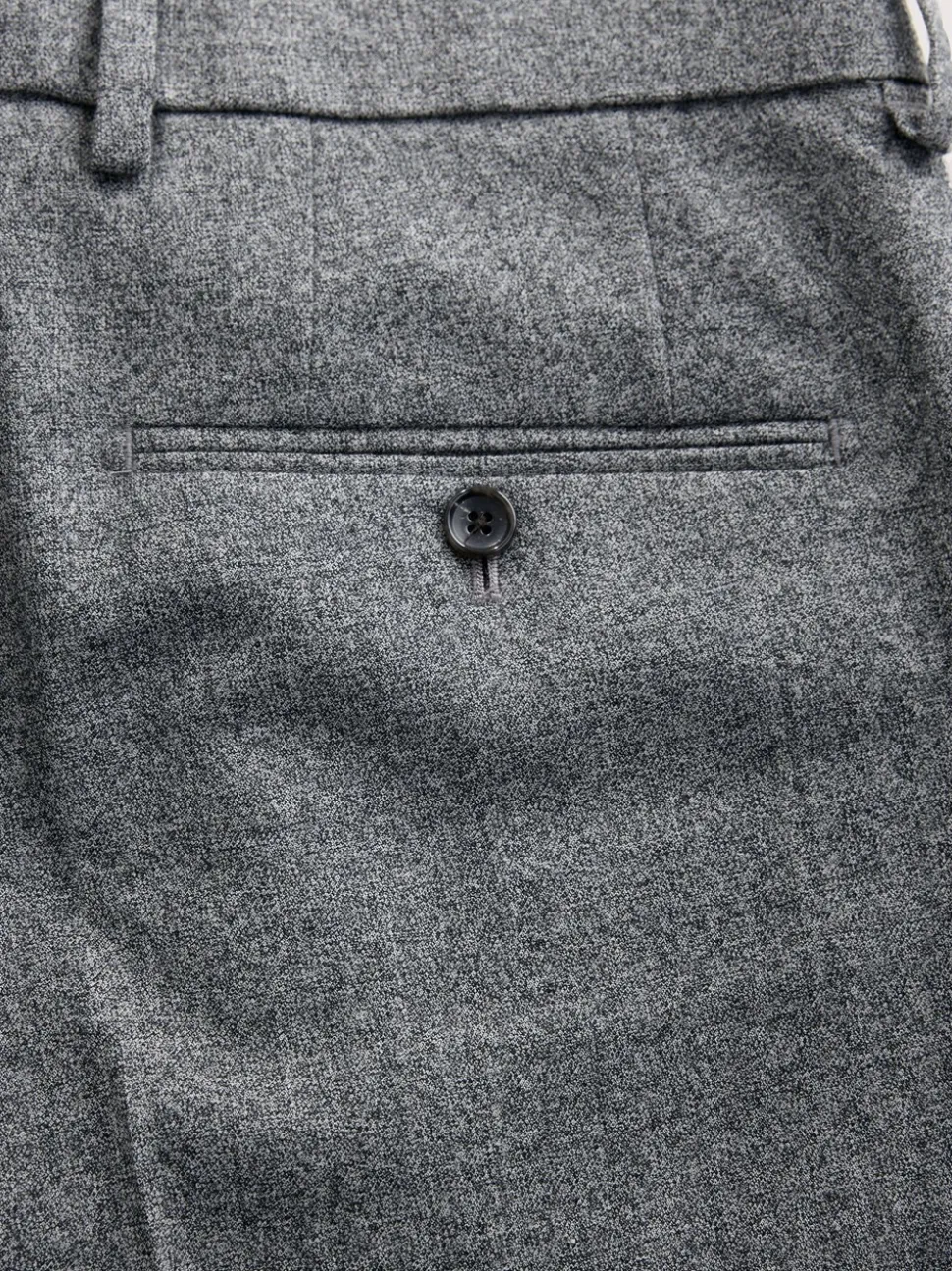 Grey Tailored Fit Merino Wool Blend Suit Trousers