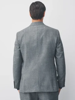 Grey Tailored Fit Merino Wool Blend Suit Jacket