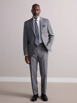 Grey Tailored Fit Signature Zignone Italian Check Suit Jacke