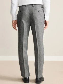 Grey Tailored Fit Signature Abraham Moon 100% British Wool Donegal Suit Trousers