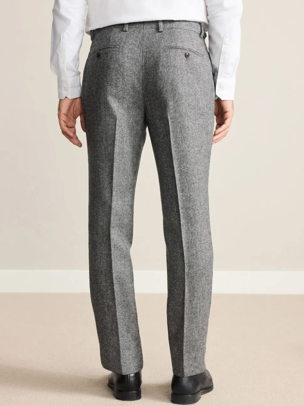 Grey Tailored Fit Signature Abraham Moon 100% British Wool Donegal Suit Trousers