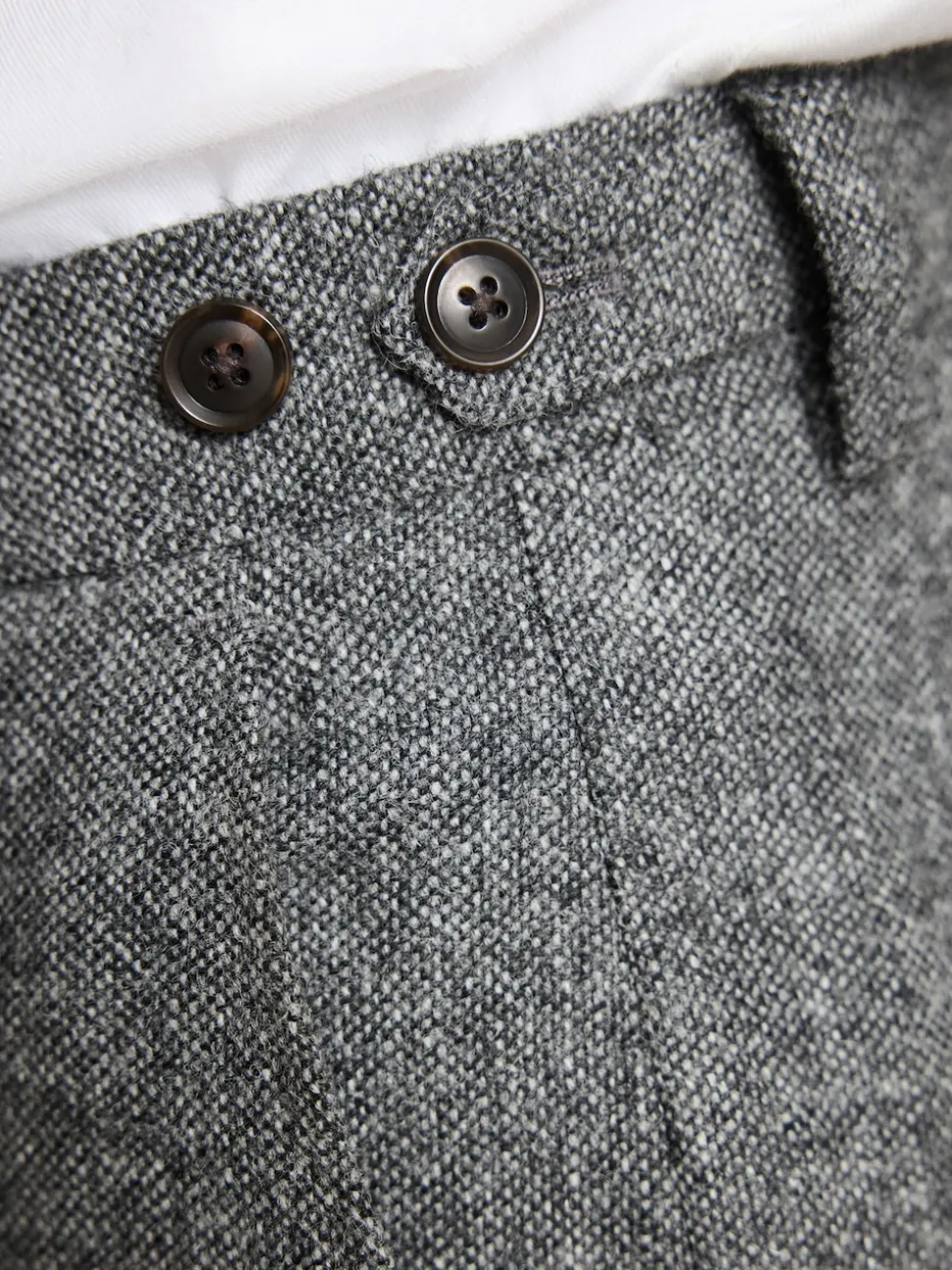 Grey Tailored Fit Signature Abraham Moon 100% British Wool Donegal Suit Trousers