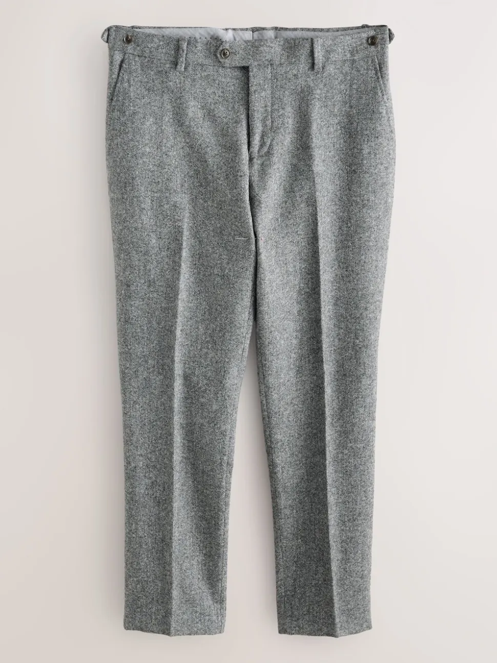 Grey Tailored Fit Signature Abraham Moon 100% British Wool Donegal Suit Trousers