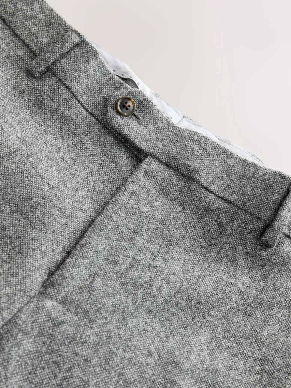 Grey Tailored Fit Signature Abraham Moon 100% British Wool Donegal Suit Trousers