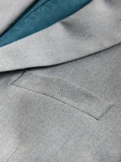 Grey Tailored Fit Textured Suit Jacket