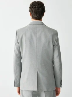 Grey Tailored Fit Textured Suit Jacket